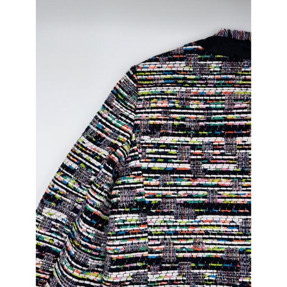 Ann Taylor Tweed Multi Color Zip Up Black Jacket XS - Picture 5 of 6